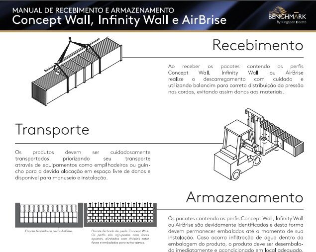 Manual de Recebimento e Armazenamento Concept Wall, Infinity Wall e AirBrise